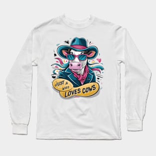 In this vibrant and whimsical 4k vector illustration, a delightful cow character exudes infectious charm Long Sleeve T-Shirt